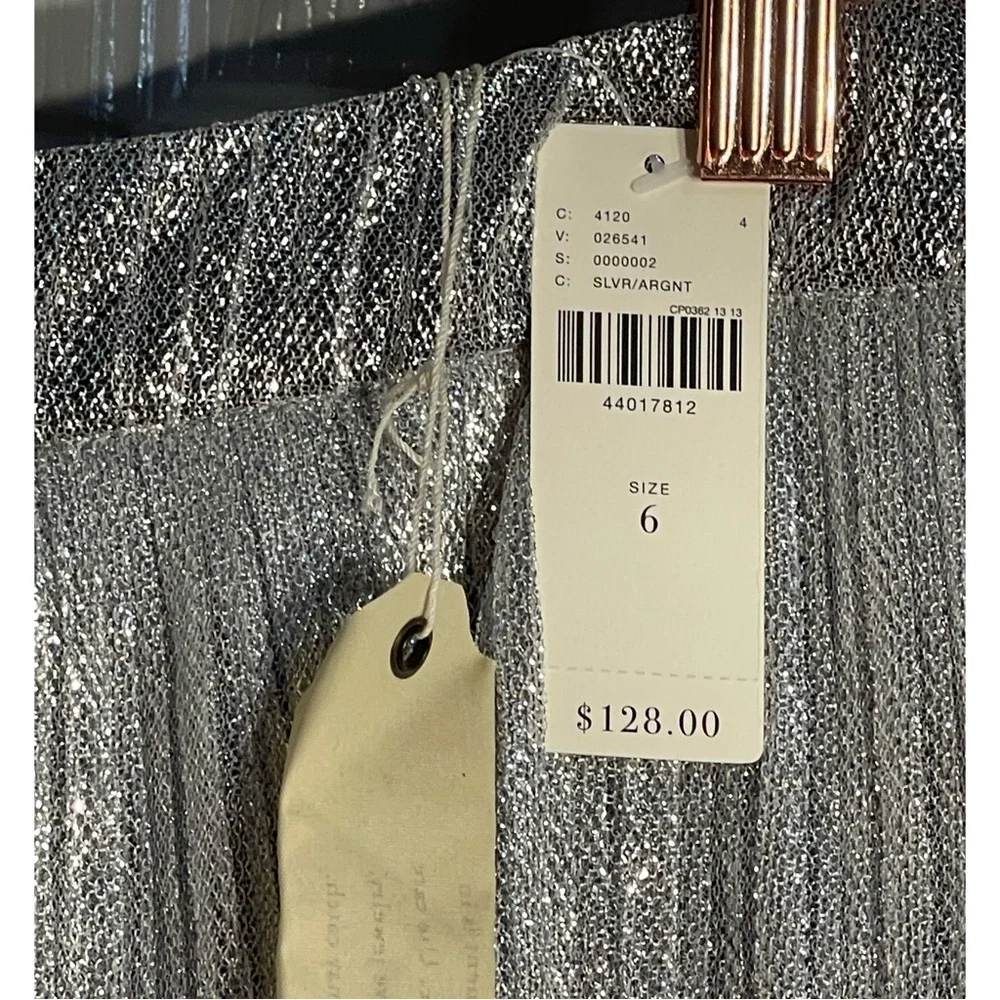 Anthropologie Maeve Metallic Silver Skirted Pants NWT Size 6 (Small) - Picture 5 of 13